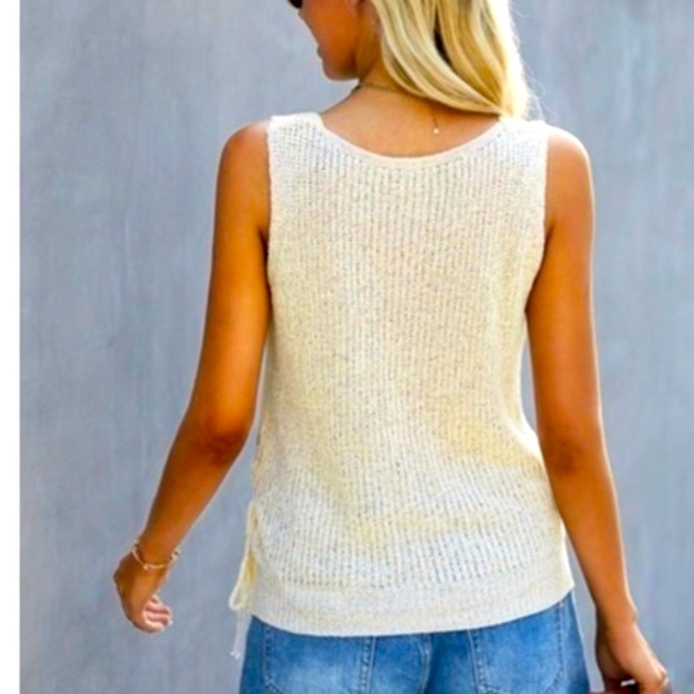 Creme Dela Creme Faux Wrap Tank Sweater - Picture 2 of 2